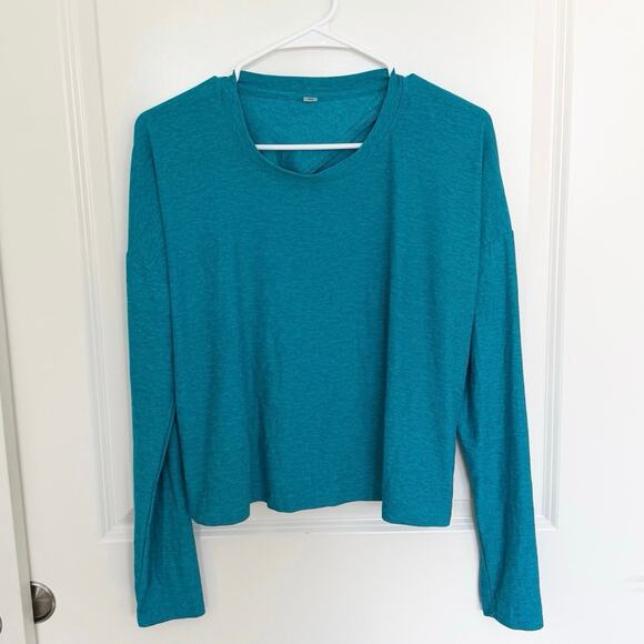 Beyond Yoga Featherweight Open Space Pullover Peacock Blue Heather Medium - Picture 3 of 6